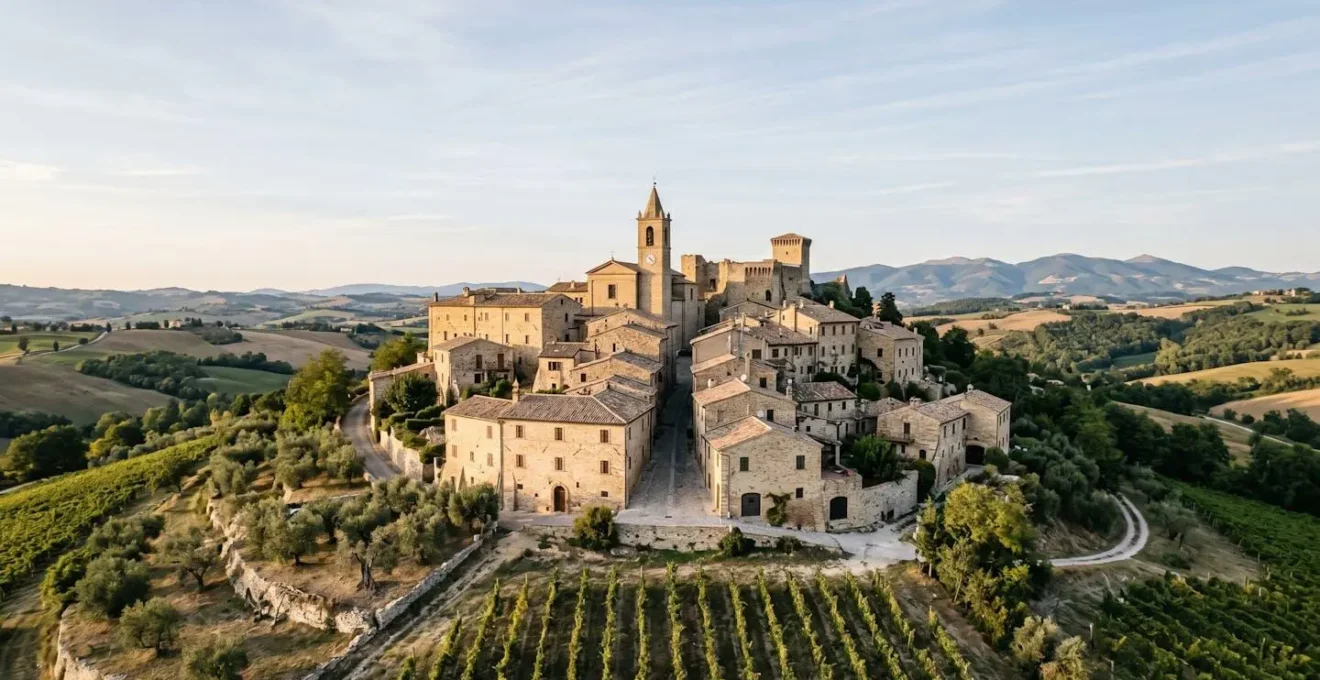 Borgo medievale italiano autentico con architettura tradizionale e atmosfera tranquilla