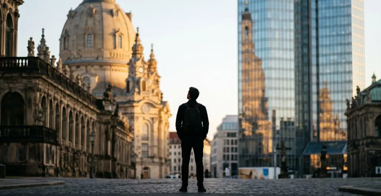 Veduta che contrappone architettura monumentale storica e modernità urbana in una capitale europea