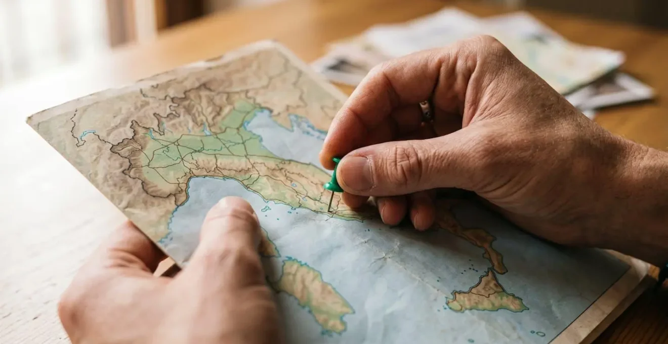 Pianificazione di un itinerario di viaggio con mappa e tappe